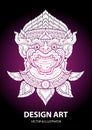 Monkey layout thai outline vector