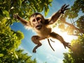 Ai Generated illustration Wildlife Concept of Monkey leap Royalty Free Stock Photo