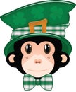 Monkey Leprechaun Kid Friendly Saitn Patricks Day Illustration with Clipping Path over White