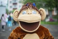 Monkey life-size puppet. Monkey costume for man. Royalty Free Stock Photo