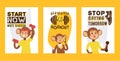 Monkey like people sport character vector illustration. Wild cartoon animal recruiter application landing page