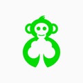 Monkey Smile and Tree Logo Concept. Negative Space, Minimalist, Flat and Combinaton Logotype