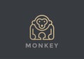 Monkey Logo vector design geometric Linear. Gorill