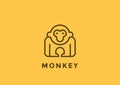 Monkey Logo vector design geometric Linear. Gorill Royalty Free Stock Photo