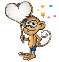 Monkey in love cartoon Royalty Free Stock Photo