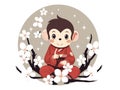 Monkey in Lunar New Year Illustration