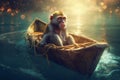 Monkey magic boat. Generate Ai