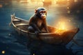 Monkey magic sea boat. Generate Ai