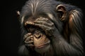 Monkey making facepalm gesture. Generative AI