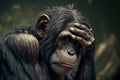 Monkey making facepalm gesture. Generative AI