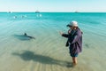 Monkey Mia, Nov 2019: Marine biologist and bottlenose dolphins