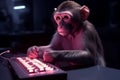 Monkey mixing music. Generate Ai