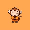 Monkey Monk Cute Creative Kawaii Cartoon Mascot Logo