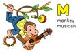 Monkey musician Animals profession ABC. Alphabet M Royalty Free Stock Photo