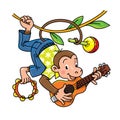 Monkey musician ABC. Alphabet M for kids