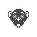 Monkey muzzle ape head portrait monochrome icon vector illustration. Gorilla chimpanzee face