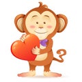 Monkey pet holding heart Royalty Free Stock Photo