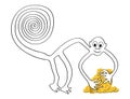 Monkey with a pile of golden coins - a paraphrase of the famous geoglyph The Monkey from Nazca