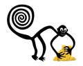 Monkey with a pile of golden coins