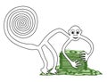 Monkey with a pile of money - a paraphrase of the famous geoglyph The Monkey from Nazca