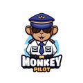 Monkey Pilot Cartoon Mascot Logo