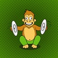 Monkey playing cymbals cartoon vector