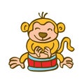 Monkey playing drum cartoon vector