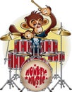 Monkey playing on drum set