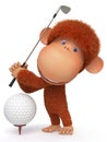 The monkey plays golf