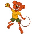 Monkey plays handball. Cartoon style. Clip art for children.