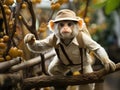 Monkey postman delivering mail on tree branch