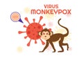 Monkey Pox Outbreak Vector Illustration of Virus Symptoms in Humans Monkeypox Microbiological in Flat Cartoon Hand Drawn Templates