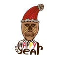 Monkey print. Happy New year card. Year of Monkey. Vector artwork. Royalty Free Stock Photo