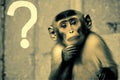 Monkey and a question mark sign. Generative AI Royalty Free Stock Photo