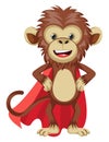 Monkey with red cape, illustration, vector Royalty Free Stock Photo