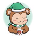 Monkey relaxing with hot beverage Royalty Free Stock Photo