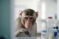 Monkey in research laboratory. Royalty Free Stock Photo