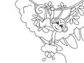 The monkey rides on liana. Wild animal in wild nature. Raster, page for printable children coloring book.