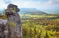 Monkey rock formation on Szczeliniec Wielki, Stolowe Mountains, Poland