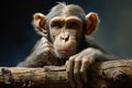 Monkey with sad look on his face and hands. Generative AI Royalty Free Stock Photo