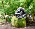 Monkey sculpture with wearing face mask