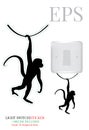 Monkey silhouette hanging on wire isolated on white background Royalty Free Stock Photo