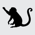 Monkey Silhouette, Monkey Isolated On White Background
