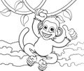 Monkey Singing On Jungle Vines Thumbs Up Cartoon