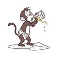 Monkey Sipping Water Strained Royalty Free Stock Photo