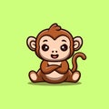 Monkey Sitting Angry Cute Creative Kawaii Cartoon Mascot Logo