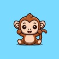 Monkey Sitting Excited Cute Creative Kawaii Cartoon Mascot Logo Royalty Free Stock Photo