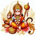 monkey is sitting on a flower and holding a bowl