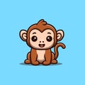 Monkey Sitting Happy Cute Creative Kawaii Cartoon Mascot Logo Royalty Free Stock Photo