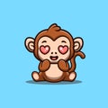 Monkey Sitting Shocked Cute Creative Kawaii Cartoon Mascot Logo Royalty Free Stock Photo